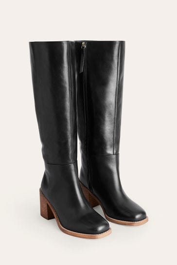 Buy Boden Black Straight Leather Knee Boots from Next Luxembourg