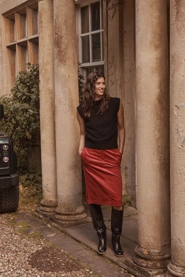 Buy Boden Black Straight Leather Knee Boots from Next Luxembourg