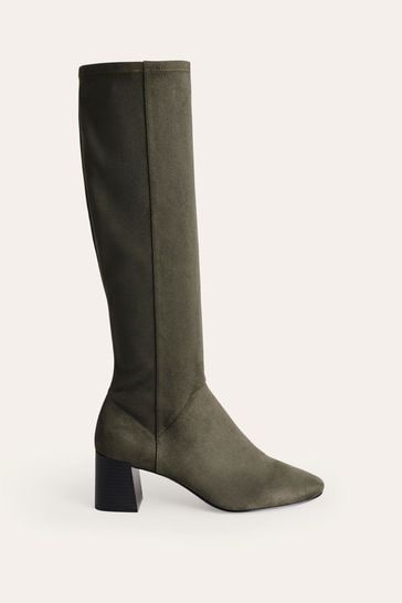 Boden Green Heeled Stretch Knee High Boots