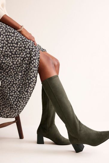 Green suede knee high boots 2025