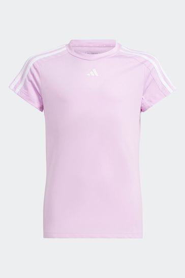 adidas Purple Sportswear Train Essentials Aeroready 3-Stripes Slim-Fit Training T-Shirt