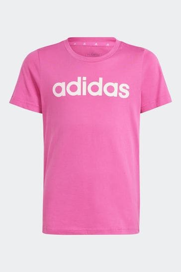 adidas Pink Slim Fit Sportswear Essentials Linear Logo Cotton T-Shirt