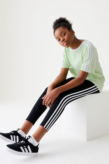 Buy adidas Lemon Green Boyfriend Fit 100 Cotton 3 Stripe Essential T Shirt from Next Saudi Arabia