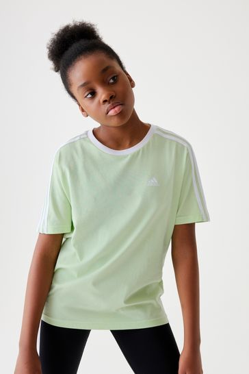 Buy adidas Lemon Green Boyfriend Fit 100 Cotton 3 Stripe Essential T Shirt from Next Bahrain