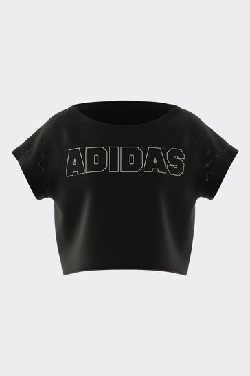 adidas Black Sportswear Aeroready Dance Crop Kids T Shirt