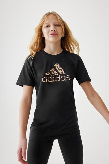 adidas Black Kids Sportswear Animal Print Graphic T-Shirt