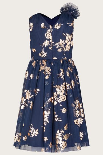 Buy Monsoon Navy Blue Loralie Foil Print Dress from Next Luxembourg