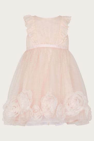 Buy Monsoon Baby Pink Chiffon 3D Roses Dress from Next Denmark