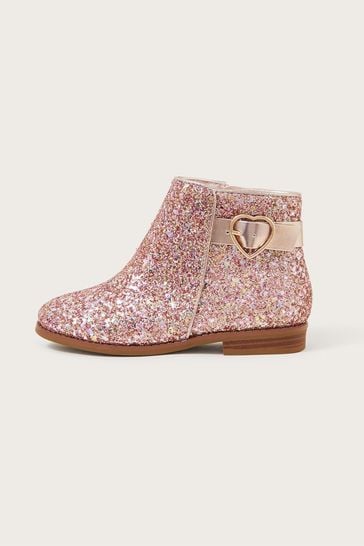 Monsoon Pink Stardust Heart Buckle Ankle Boots