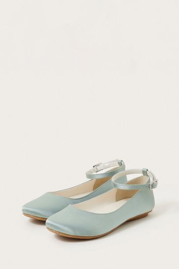 Green new arrivals satin flats