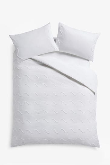 Buy Tufted Wave 100 Cotton Duvet Cover and Pillowcase Set from Next Bahrain