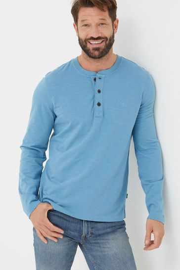 Blue henley hot sale t shirt