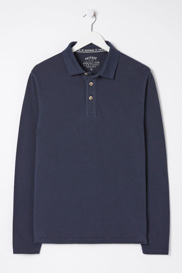 Buy FatFace Blue Long Sleeve Organic Pique Polo Shirt from Next