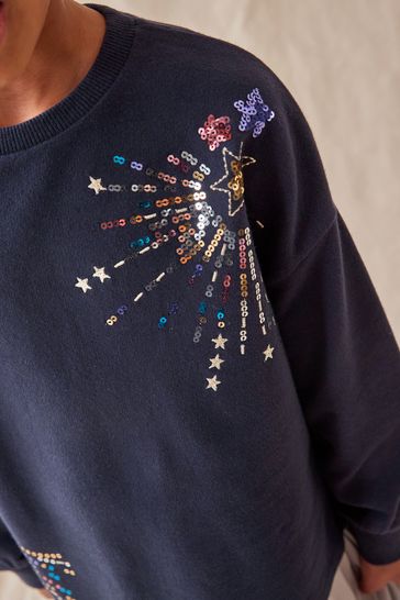 Buy Navy Blue Firework Sequin Design Long Sleeve T-Shirt (3-16yrs) from Next  Germany