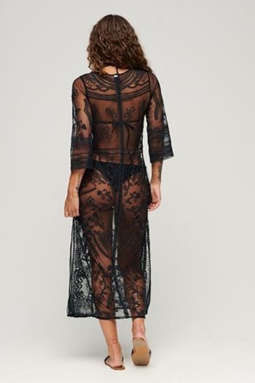 Buy Superdry Black Beach Cover Up Lace Maxi Dress from Next Luxembourg