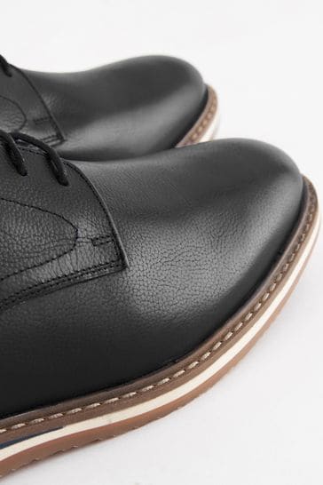Buy Black Leather Wedge Derby Shoes from Next Egypt