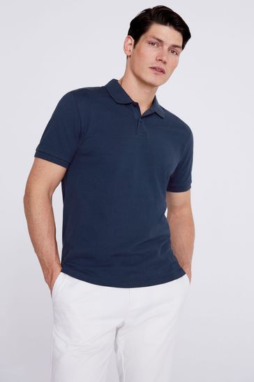 MOSS Blue Pique Polo Shirt