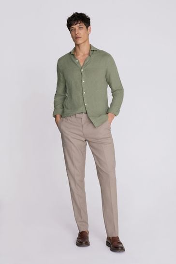 MOSS Tailored Fit Green Linen Shirt