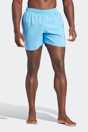 adidas sky Blue Solid CLX Short Length Swim Shorts
