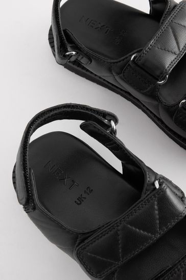 Black quilted velcro new arrivals sandals