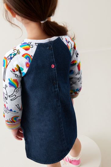 Buy Rainbow Character Print Raglan Denim Dress 3mths 8yrs from