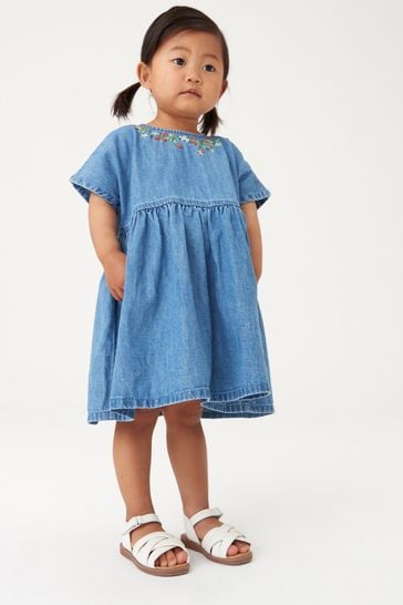 Buy Blue Denim 100 Cotton Embroidered Dress 3mths 8yrs from Next USA