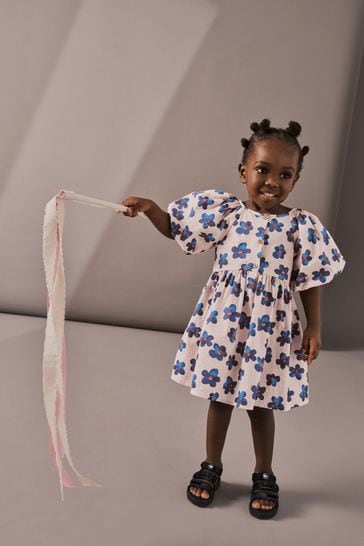 Buy Blue Floral Puff Sleeve Dress 3mths 8yrs from Next Luxembourg