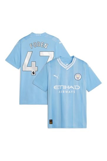 Puma Light Blue Foden - 47 Kids Manchester City Home Replica 23/24 Football Shirt Kids