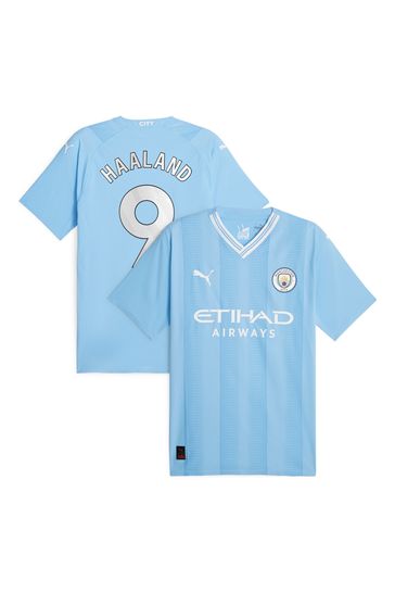 Puma Blue Haaland - 9 Manchester City Home Authentic Shirt