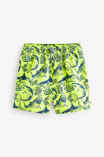 Yellow Shark Printed Swim Shorts 3 16yrs