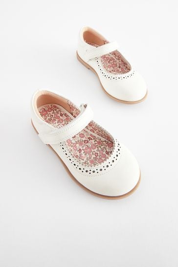 White Leather Mary Jane Brogues
