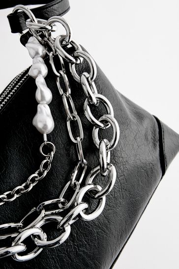 Black silver chain 2025 cross body bag