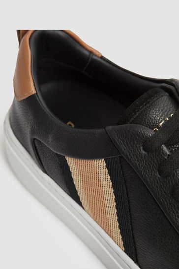 Check detail clearance leather sneakers burberry