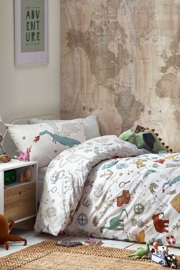 Buy Ecru Natural Duvet Cover and Pillowcase Set from Next Bahrain
