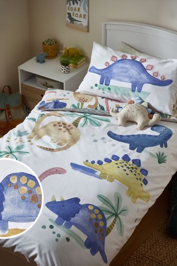 Natural Watercolour Dino Duvet Cover and Pillowcase Set