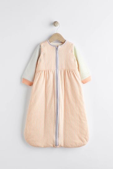 Pastel Stripe Baby 100% Cotton Removable Sleeves 2.5 Tog Sleep Bag