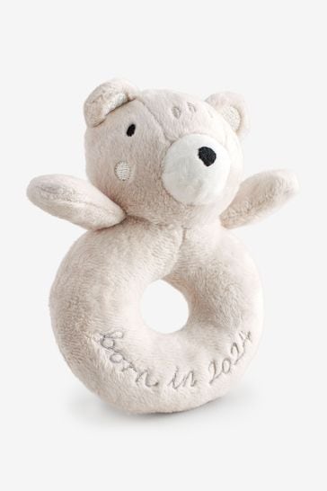 Born in 2024 Natural Bear Baby Rattle