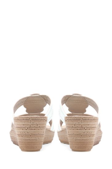 Pavers Embellished Wedge White Sandals