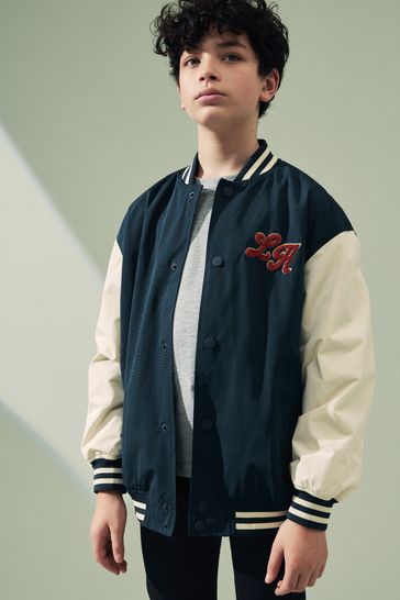Navy varsity bomber jacket online