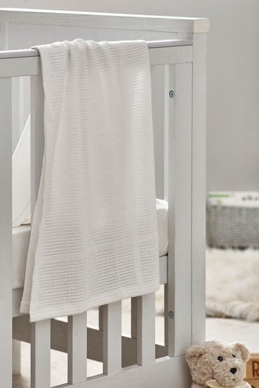 White 100% Cotton Baby Cellular Blanket