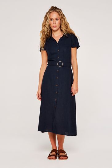 Navy button down dress hotsell