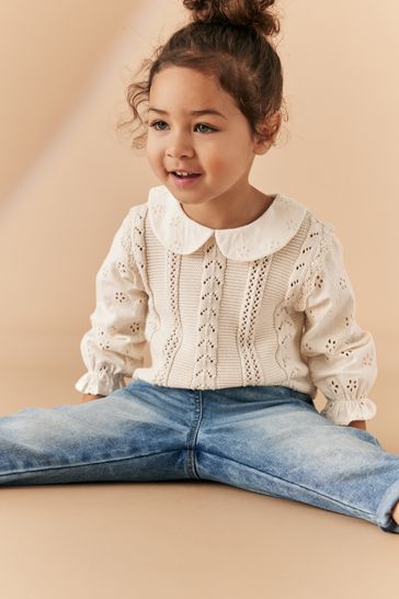 Suéter en crudo jaspeado de punto de ochos (3 meses-7 años)