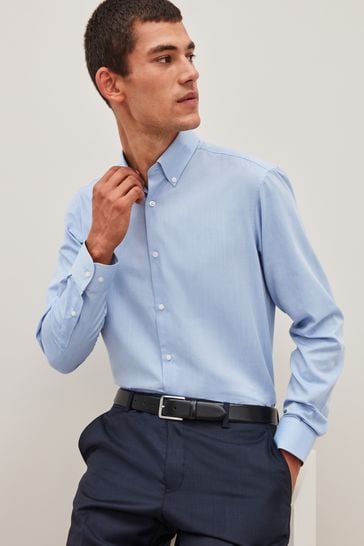 Light Blue Regular Fit Easy Care Single Cuff Oxford Shirt
