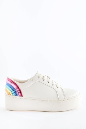 White trainers with rainbow stripes shop