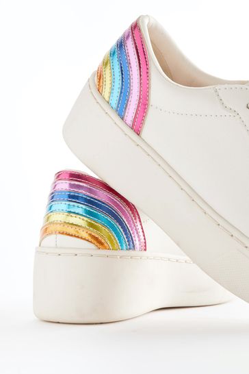 White sneakers with best sale rainbow