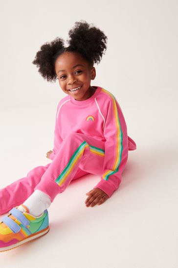 Little Bird by Jools Oliver Pink Rainbow Sweatshirt and Jogger Set