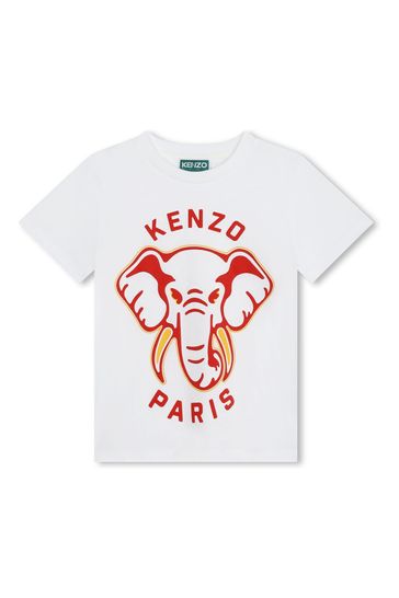 KENZO KIDS Elephant Logo White T-Shirt