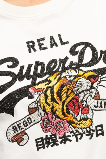 Buy Superdry Cream Vintage Logo Narrative T Shirt from Next Luxembourg