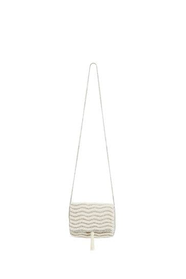 Buy Oliver Bonas Cream Myleah Beaded Pearl Clutch Bag from Next