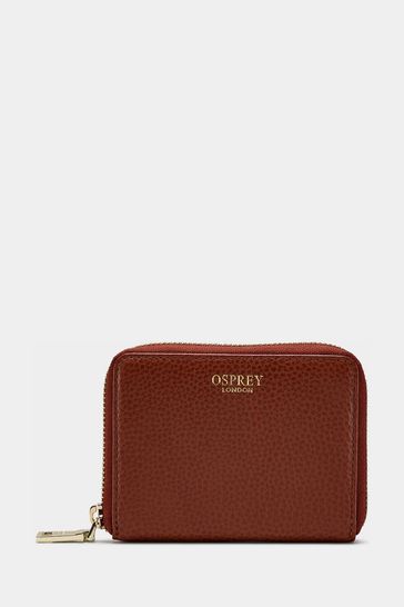 OSPREY LONDON Red The Collier Leather Zip-Round Purse
